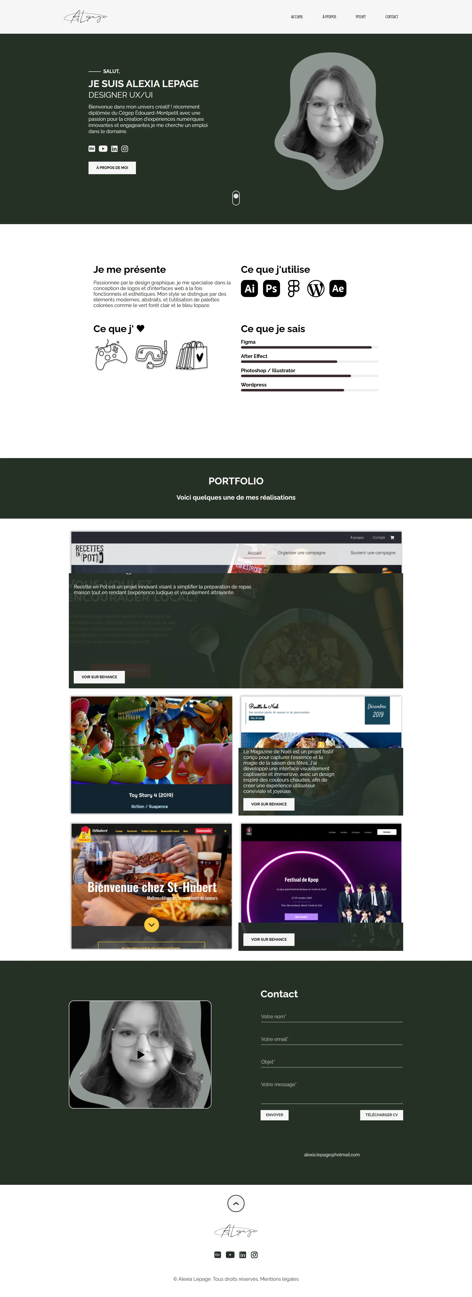 Aperçu du site Portfolio AL