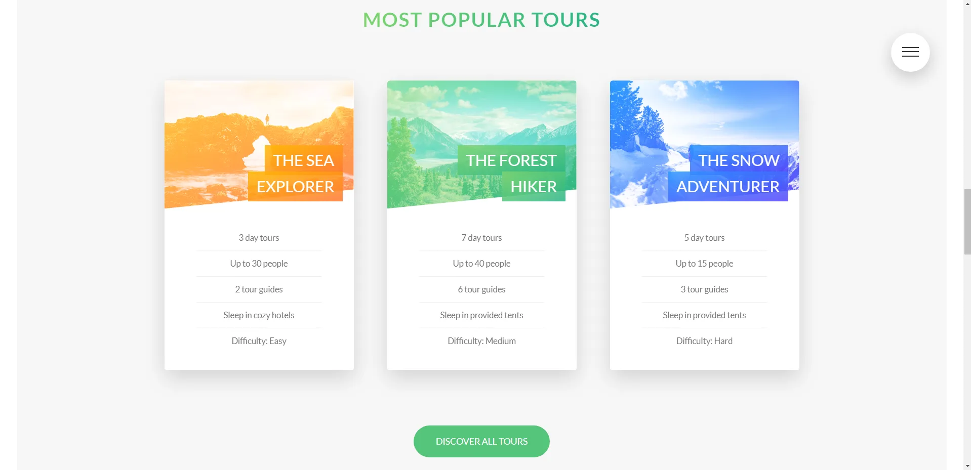 Section Tours - Flip cards