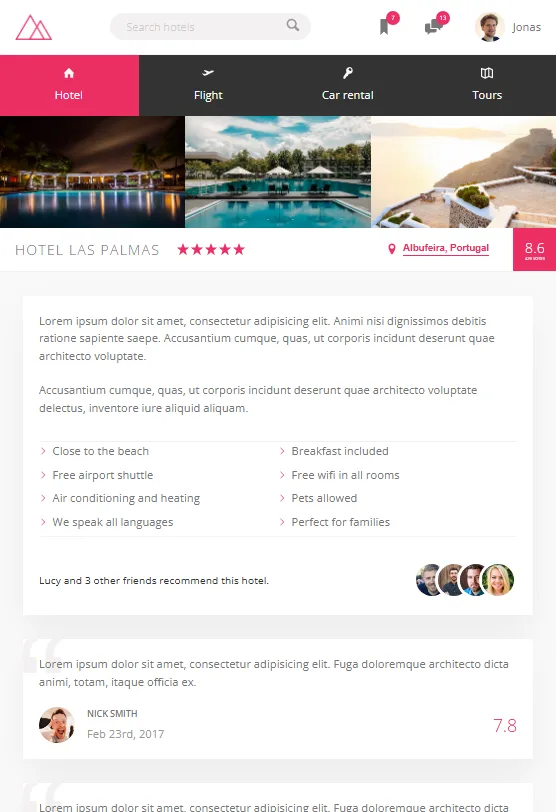 Section hôtel — gallery et overview