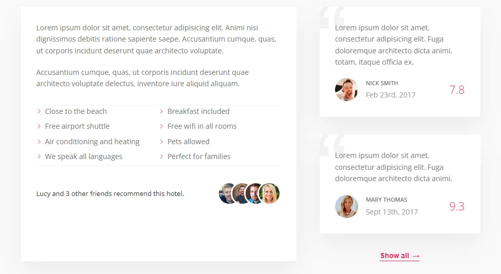 Description et reviews